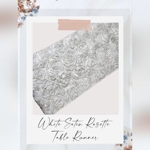 White Satin Wonderland Rosette Table Runners (20 Available)
